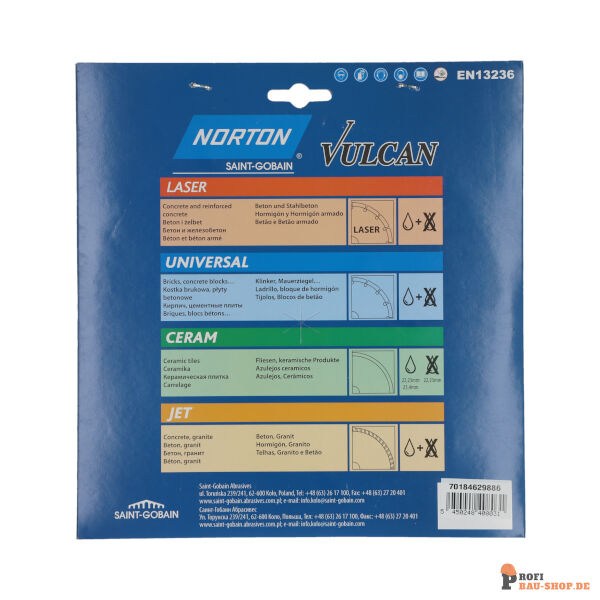 nortonschleifmittel/NORTON_schleifmittel_70184629886 Diamond Blade Norton Vulcan LASER 23x22.23 7x2.5_150890